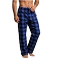 thumbnail image 2 of LIaqionyy Men's Christmas Pajama Pants Drawstring Elastic Waist Lightweight Lounge Bottom Plaid Loungewear with Pockets, 2 of 8