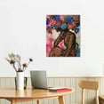 thumbnail image 3 of JEUXUS Framed Canvas Wall Art Colorful Flower on Black Women Head Wall Decor Pictures Abstract Paintings Portrait pastels Prints for Bathroom Bedroom Office Ready to Hang, 3 of 5