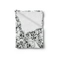 thumbnail image 2 of Day of the Dead Soft Flannel Fleece Throw Blanket, Celebration Mexican Spanish Sketch Dead Skulls Artwork Print, Cozy Plush for Indoor and Outdoor Use, 50" x 60", Black and White, by Ambesonne, 2 of 5