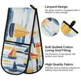 thumbnail image 2 of Yayeee Double Oven Mitt Kitchen Heat Resistant Baking 35" x7" Quilted Glove, Orange Hand Drawn Sailboats, 2 of 6