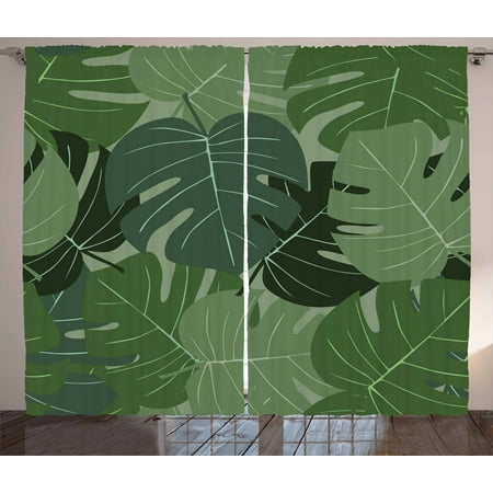 Forest Green Curtains 2 Panels Set Camouflage Pattern Of Palm