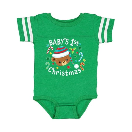 

Inktastic Baby s 1st Christmas Cute Bear with Candy Canes Gift Baby Boy or Baby Girl Bodysuit