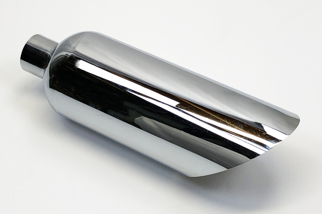 Exhaust Tip 6.00" Outlet 2.50" Inlet 18.00" Long Slant 304 Stainless Chrome Plated WCHRSS60018-250-S Wesdon Exhaust Tip