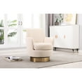 thumbnail image 3 of Beige Swivel Armchair Velvet - Living Room Spot. 360° Silent Rotation, Comfortable Cushion, Wood Frame Comfy Chair For & Bedroom. Deep Inviting Seat, Ergonomic Design, Easy Assembly, Materials, 3 of 5