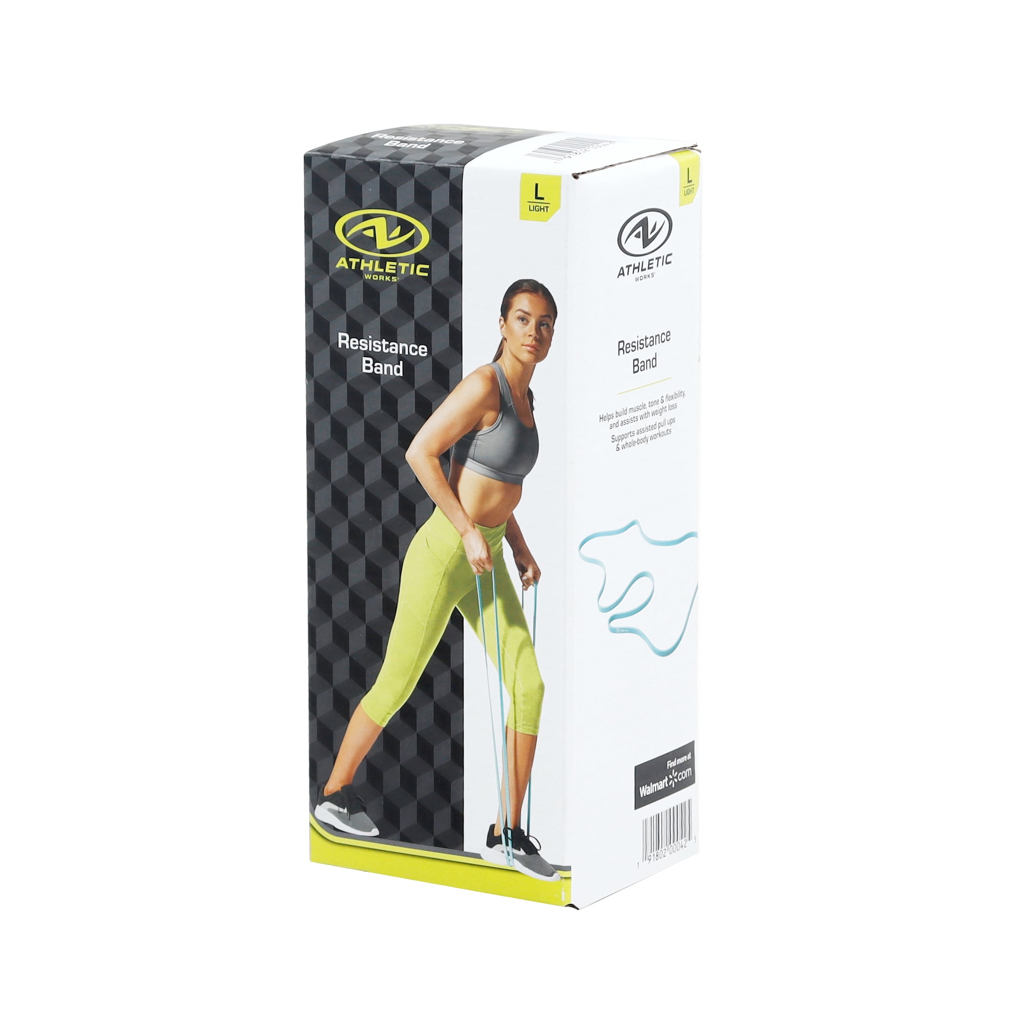 Athletic Works Resistance Bands, Light, Natural Latex, 40inx0.5in, Teal
