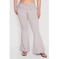 thumbnail image 3 of Women's Plus Size Drawstring Fold Over Waist Flare Leg Pants, 3 of 4