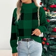 thumbnail image 5 of Aboser Christmas Plaid Sweaters for Women Turtleneck Long Sleeve Pullover Sweater Merry Xmas Holiday Outfits Cozy Long Sleeve Jumper Tops Trendy Checked Sweaters, 5 of 9