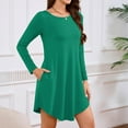 thumbnail image 5 of Robe T-Shirt à Poche, Robe Midi Ample à Manches Longues à Col Rond, Robe Facile pour Tous les Jours pour Femmes, Maternité, Voyage et Tenue de Fin de Semaine Vert 2TG, 5 of 5