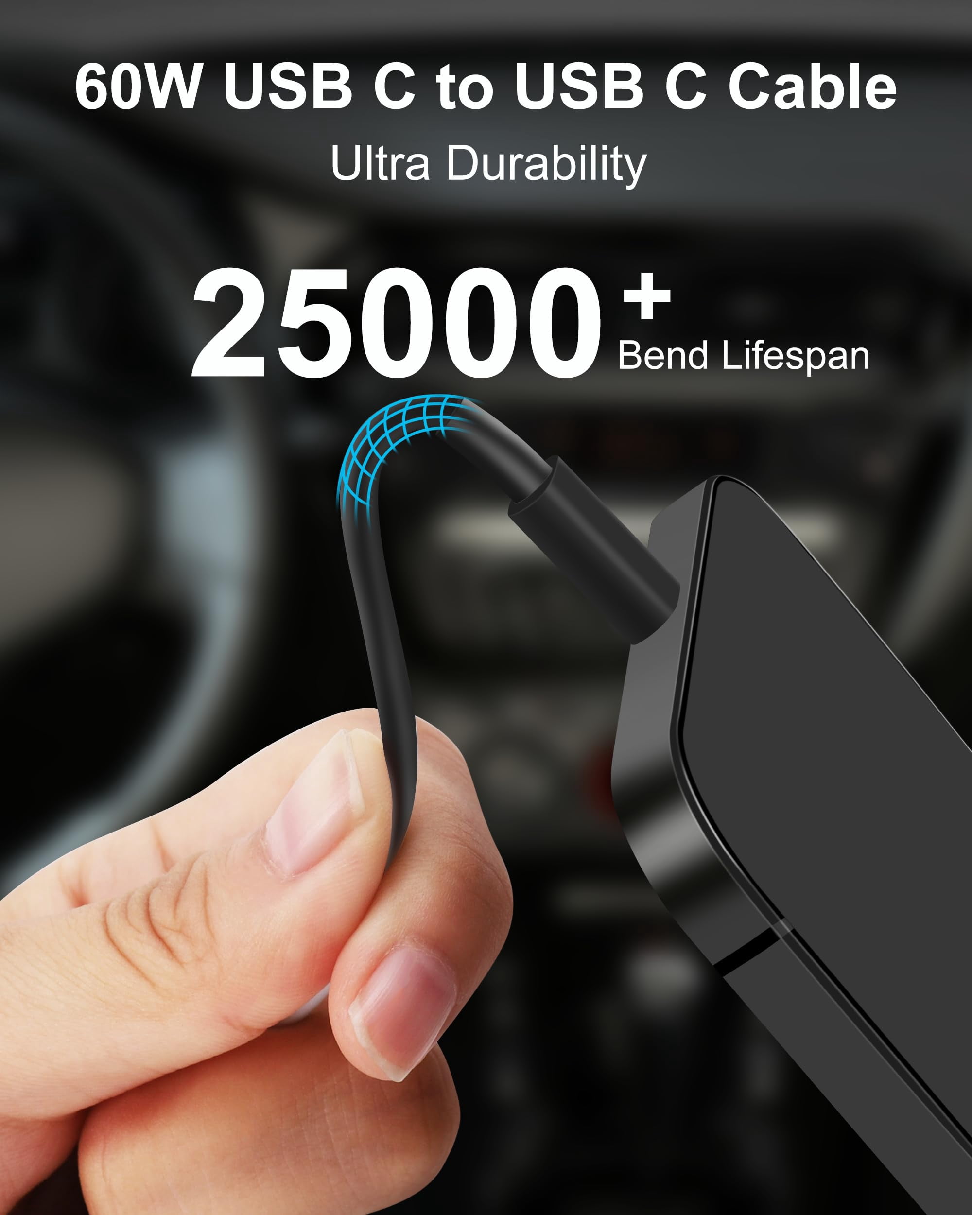 Quyaojz iPhone 17e/17/17 Car Charger Fast Charging, 2-Pack 67W 3-Port Fast USB C Car Charger Adapter Cigarette Lighter with 3FT Type C Cable Cord for iPhone 17e/17/17 /, iPad