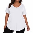 thumbnail image 2 of WTOBBY Women's Plus Size Casual Solid Color V-Neck Short Sleeve Pocket T-Shirt Top, Comfortable and Versatile Fit for Everyday Summer Wear,White 5XL, 2 of 5