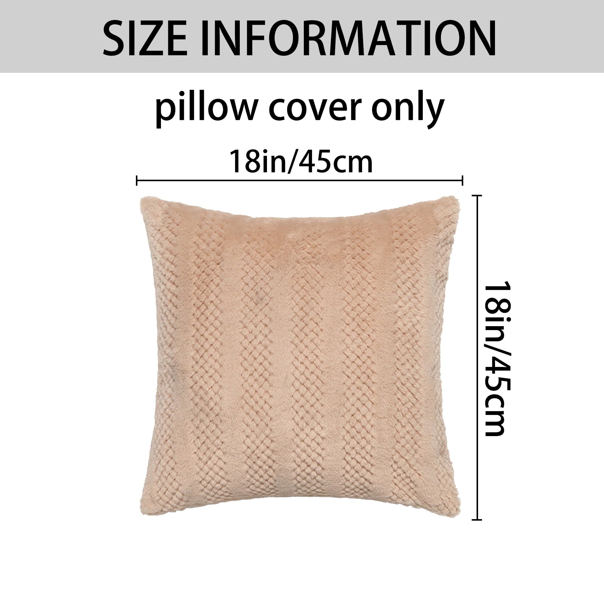 Unique Bargains Soft Plush Throw Pillow Covers Decorative Khaki 18" x 18"