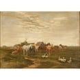 thumbnail image 2 of Luplau Janssen 24x18 Gold Ornate Framed and Double Matted Museum Art Print Titled - Landscape with Horses and Cows on the Meadow by a Farm (1918), 2 of 4