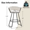 thumbnail image 7 of Andeworld 24'' Barstools set of 2, Modern Velvet Bar Stools with Woven Back, Counter Height Barstools with Upholstered Seating, U-Footrest, Ivory, 7 of 7