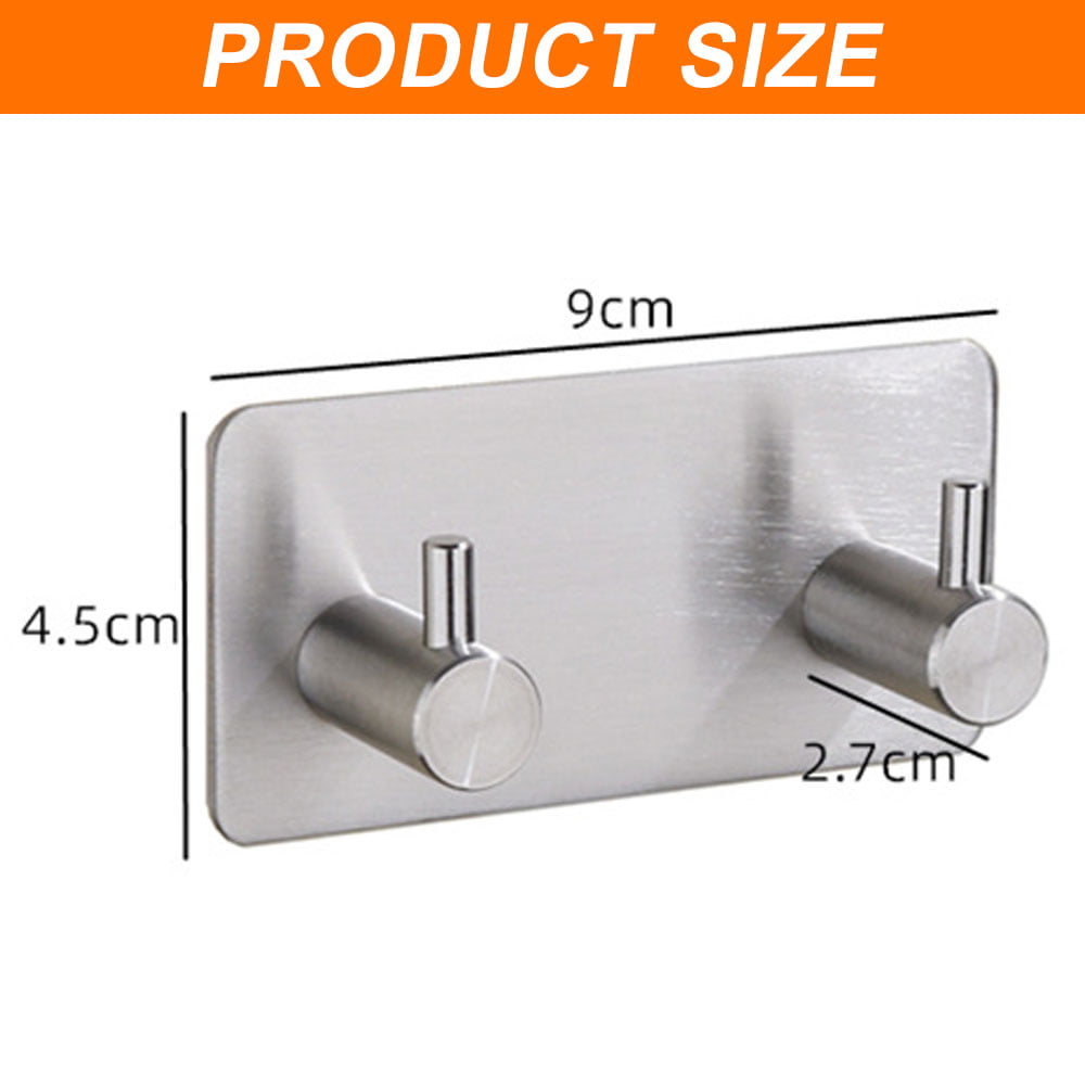 Rise age Adhesive Hooks, Waterproof in Shower Hooks for Hanging Loofah  Sponge Towels for Bathroom Brush Nickel Removable Stick on Hooks Heavy Duty  Stainless Steel Adhesive Wall Hook 4 Pcs (Sliver) 