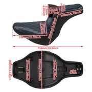 Driver Passenger Gel Seat Blue Line w/ Backrest For Harley Low Rider 2018-2024