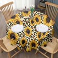 thumbnail image 3 of Leopard Sunflower Pattern Round Tablecloth 60"x60",Wrinkle Wipeable Table Cloth for Kitchen Dining Room Picnic Patio Party, 3 of 6