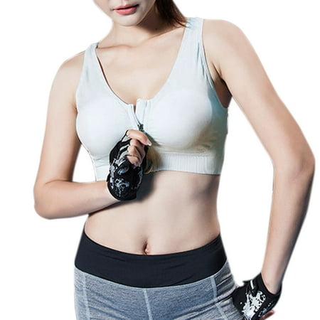

Girl Zipper Yoga Tops Sports Bra Female Gym Wirefree Running Underwear