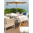 thumbnail image 5 of Rectangle Outdoor Tablecloth With Umbrella Hole And Zipper– Rustic Field Waterproof Patio Table Cover for Party, Picnic, Backyard, 60"x120" , Silhouette Flower Herb Cream Black, 5 of 8