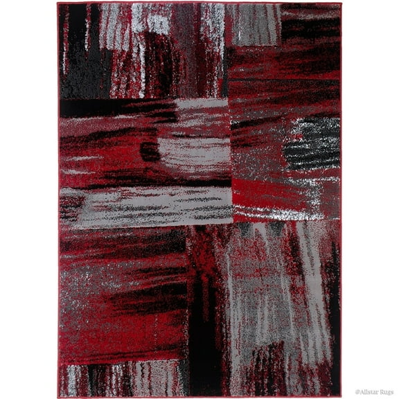 Allstar Rugs Allstar Exclusive Modern Abstract Brush Streak Area Rug Red 4' 11"x6' 11" 5' x 8'