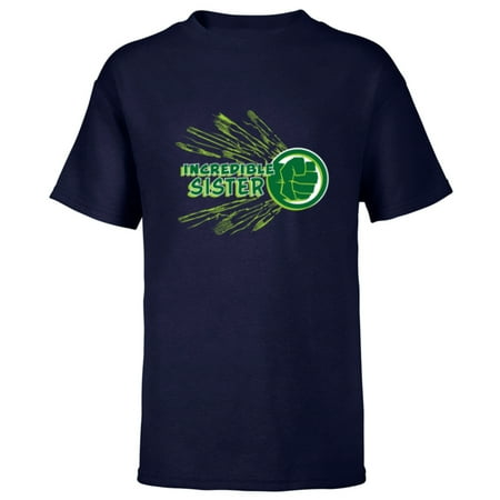 Marvel Hulk Incredible Sister Family Trip Vacation Birthday – Short Sleeve T-Shirt for Kids – Customized-Navy
