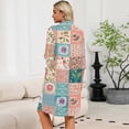thumbnail image 7 of Zipper Lightweight Robes for Women Loose Fit Summer Bathrobes for Women Zipper Front 3/4 Sleeve Knee Length Vintage Floral Print Trendy Pajama Loungewear with Pockets Army Green XL, 7 of 7