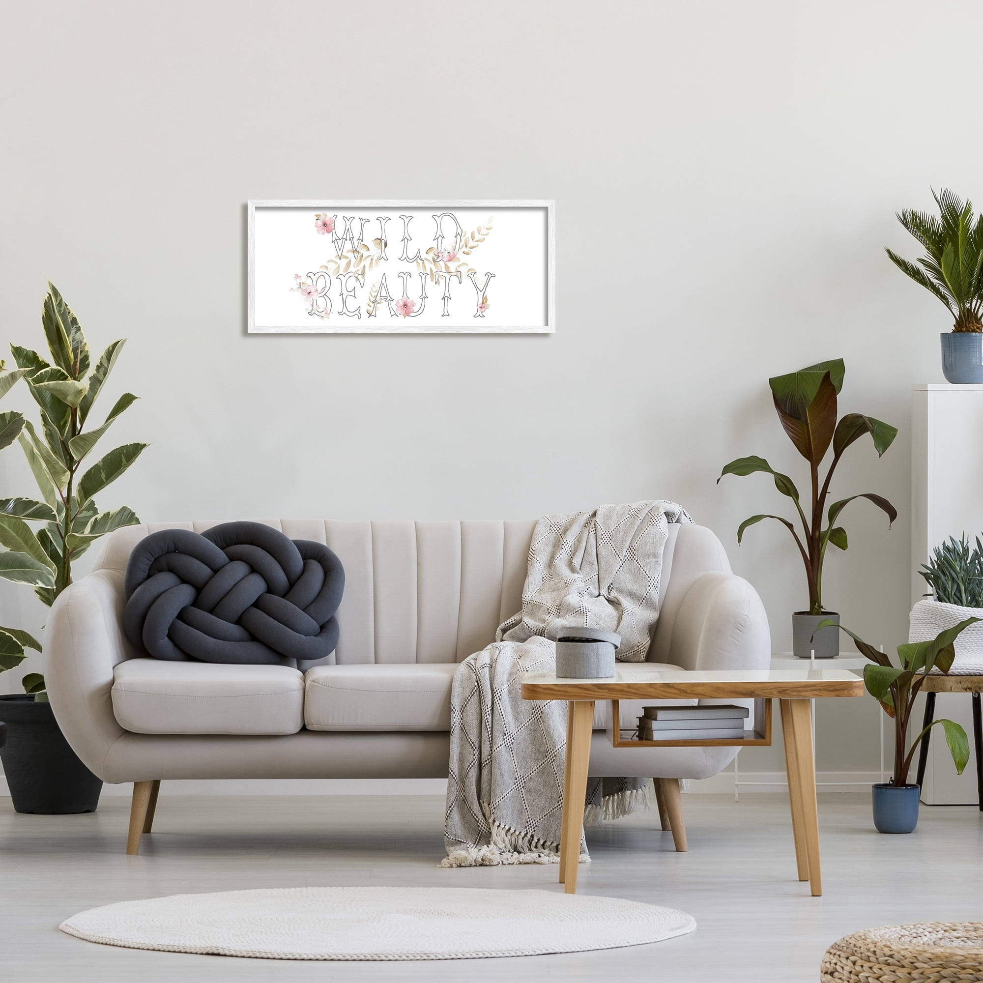 Stupell Indtries Wild Beauty Sentiment Minimal Typography Pink Hibisc Florals,30 x 13,Design by Patricia Pinto