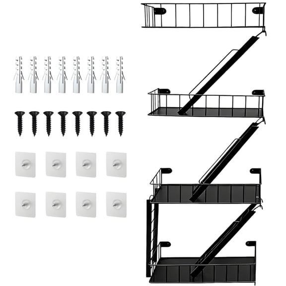 4 Tier Fire Escape Wall Mount Shelf,Industrial Heavy Duty Iron Art Staircase Floating Display Rack for Home Bedroom Living Room,Plant Storage Organizer,Black