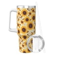 thumbnail image 2 of Goofa Brown Leaf Pattern Sunflower Print 40oz Ice Bully With Handle And Straw Stainless Steel Vacuum Insulated Cup And 2 In 1 Straw Lid, 2 of 8