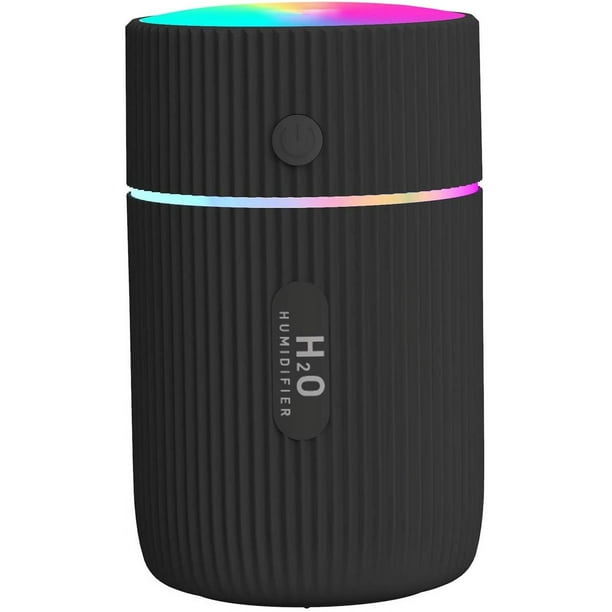 Humidificador de aire, mini humidificador ultrasónico con 2 modos de niebla ajustables, apagado automático y luz nocturna colorida, humidificador portátil USB para coche, hogar, oficina y dormitorio (