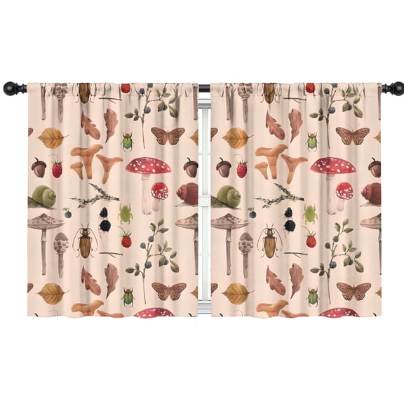 Blackout Kids Curtains,Colorful Mushroom Insect Light Pattern Childrens Insulated Curtains Set Of 2,Bedroom Essentials,Toddler Room Decor 42"x54"