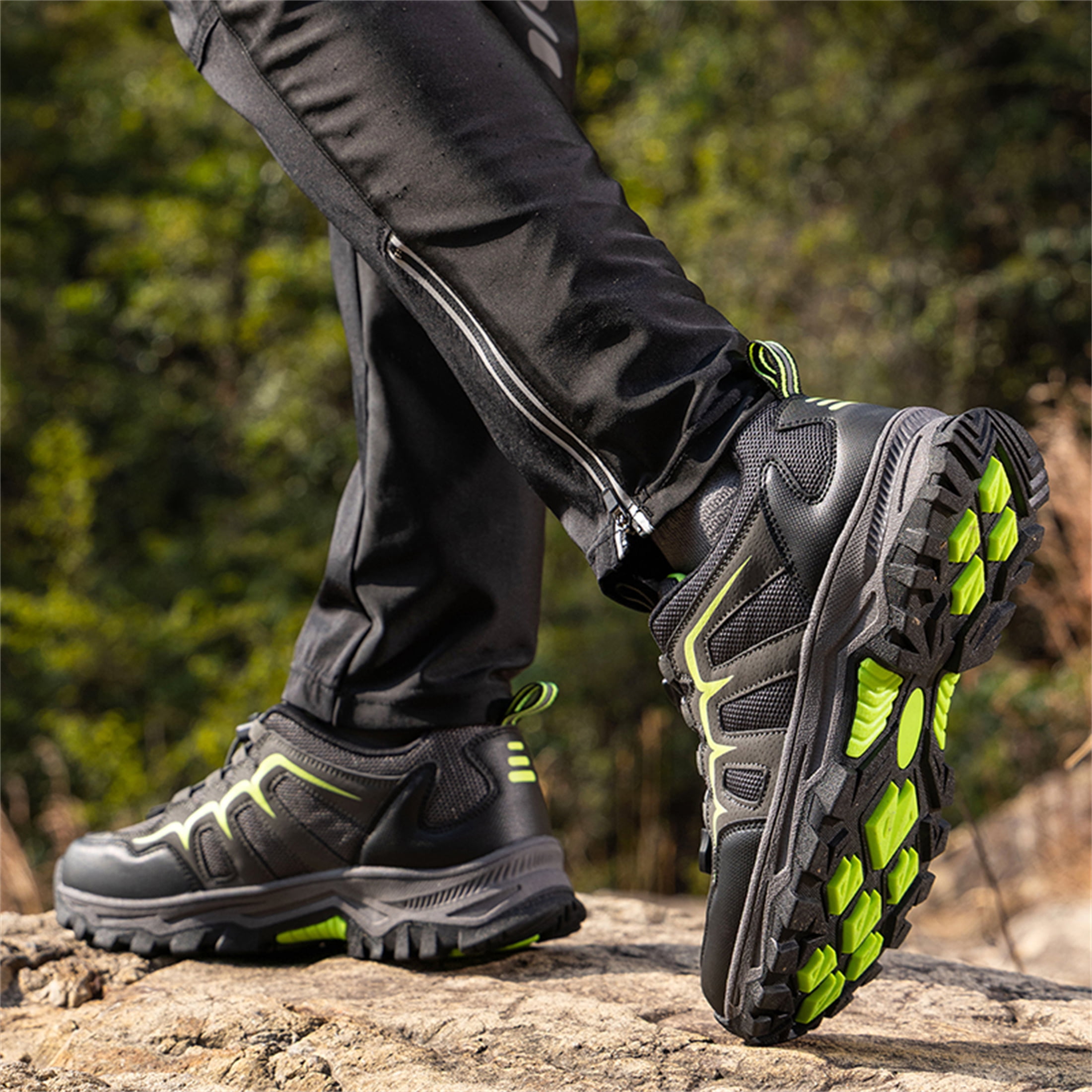 YOURDIARY Mens Womens Low Top Hiking Shoes Breathable Slip Resistant Trekking Trails Outdoor Sneakers