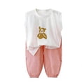 thumbnail image 2 of WAVSUF Outfit Sets for Boys Girls 2 Piece, Prints Crew Neck Tank Tops and Cute Shorts Comfortable Casual Clothes Pink Size 4-5, 2 of 6