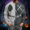 thumbnail image 2 of Fabrcox S-5XL Halloween Shirts for Men Spooky Pumpkin Face Patchwork Men Crewneck Sweatshirt Funny Fall Waffle Knit Big and Tall Pullover XL, 2 of 7