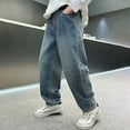 thumbnail image 4 of RUTAYY Toddler Boys Loose Fit Jeans Oversized Straight Leg Denim Overalls Wide Leg Baggy Pants For Big Boys Spring Casual Wear Trouser Relaxed Fit Pants, 4 of 9