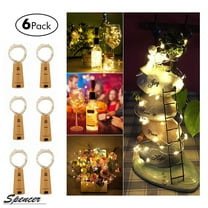 Spencer 6Pcs 2.46ft 15 LED Wine Bottle Cork String Lights Decor Rope Strip Wire Fairy Lamp for Bedroom, Parties, Christmas Decoration "0.75m,Warm White"