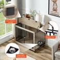 thumbnail image 4 of Dog Crate Furniture with 180 Degree Rotatable Bowl, Dog Crate Side Table with Wheels and 3 Doors, Indoor Dog Kennel for Small/Medium Dogs, Grey, 4 of 9
