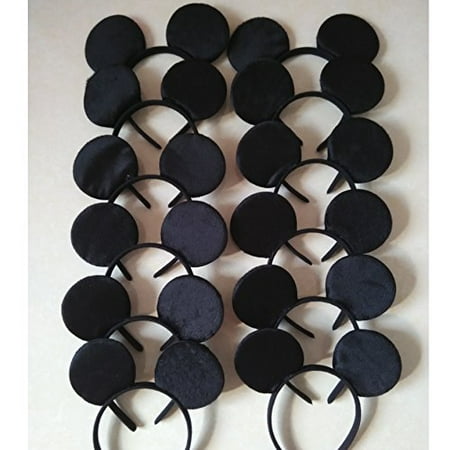 Mickey Mouse Party Ears CHuangQi Mickey Mouse Ears Solid Black Headband for Boys and Girls Birthday Party Celebration Event with a Specially Crafted Gift - Pack of 24 ()