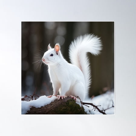 White Squirrel 01 Poster Wall Art, Modern Wall Decor For Living Room Bedroom, 17x17 UNFRAMED