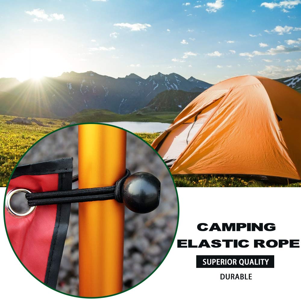 Bungee Balls, Black Ball Bungee Heavy Duty Heavyweight 4 inches Tarp Bungee Cords, Weather Resistant Tie Down Strap 4mm Thickness - for Camping, Tents, Cargo, Holding Wire and Hoses