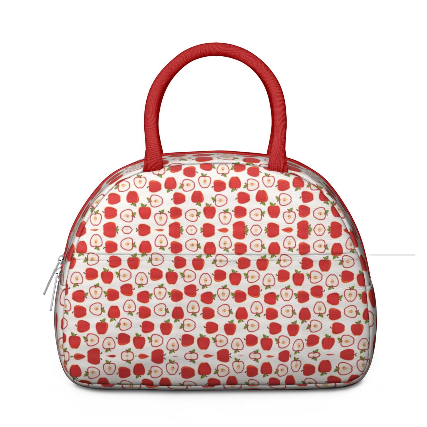 Apple Lunch Bag for Women – Cute Red & Green Fruit Print Tote with Cartoon Design and Leaves, Insulated & Leakproof, Aesthetic Lunch Box for Work or Apple Lover Gifts by CandyC