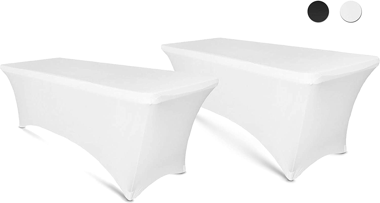 Pack of 2 Wedding Tablecloths Kitchen Table Sunm Boutique 6 ft Stretch Rectangular Tablecloth Folding Table Skirt for DJ Table Covers Rectangle Massage Table Cloths 