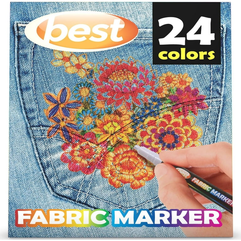Best Fabric Markers (PACK OF 24 PENS) Non-Toxic - Set of 24 Individual  Colors - NO DUPLICATES - Bullet Tip - Machine Washable Paint - Perfect for  Writing on Clothes, Clothing, Jeans, Pants, and Shirts 