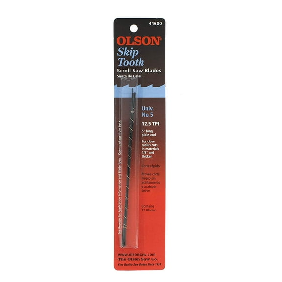 Olson 11TPI Skip Tooth Plain End Scroll Saw Blade (12 Count) FR44600