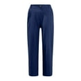 thumbnail image 4 of Womens Travel Pants Casual Solid Color Pants Elastic Waist With Zipper Multiple Pockets Comfortable Cotton Linen Long Trousers 2Xl Pants For Women, 4 of 5
