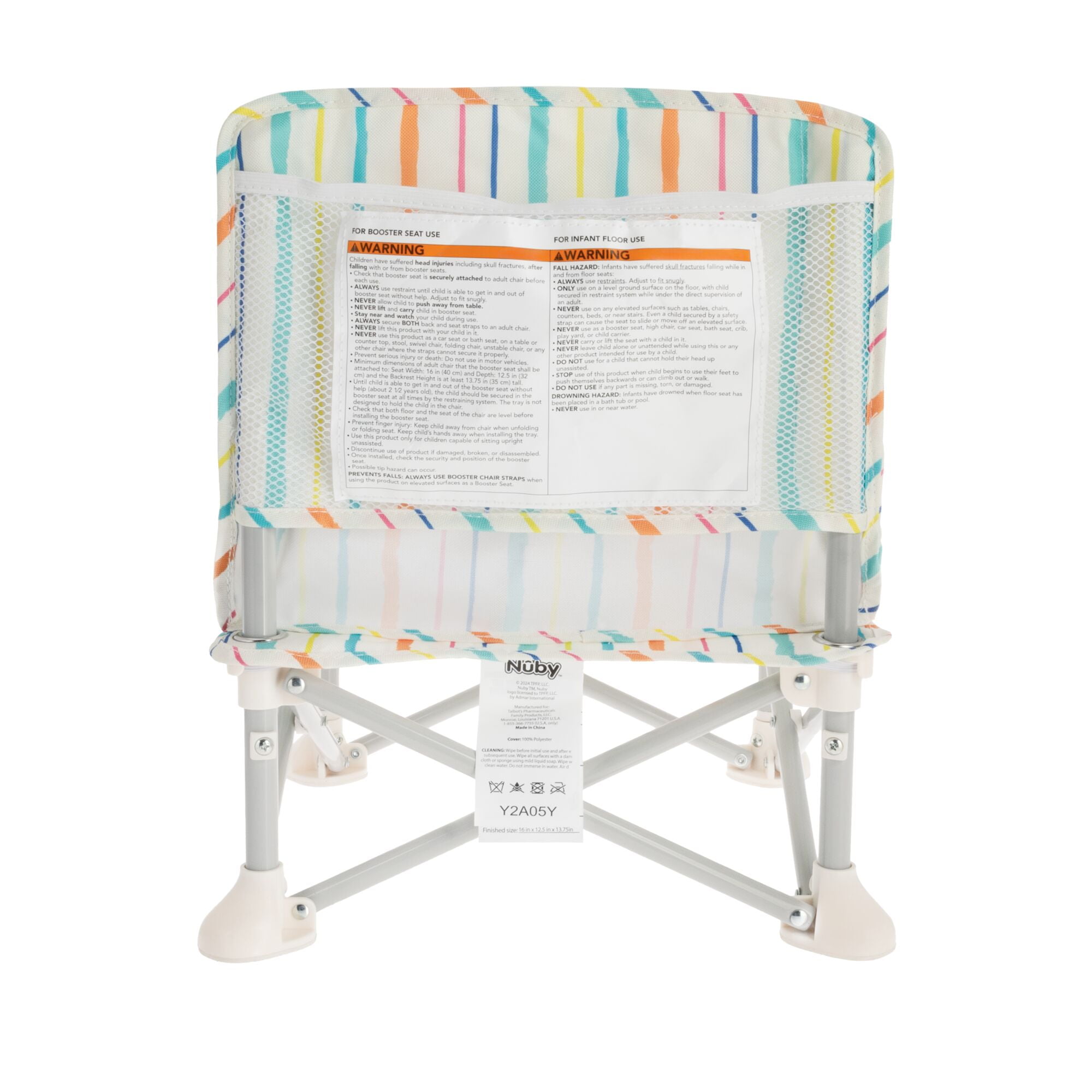 Nuby Pop-Up Portable Booster Seat with Removable Tray, Stripes
