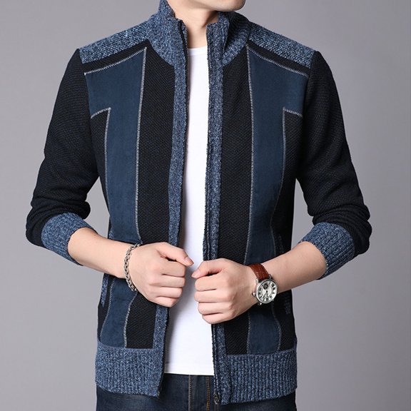 XMMSWDLA Deals Clearance Tops for Men Winter Turtleneck Long Sleeve Knitting Cardigan Zipper Sweater Coats