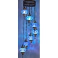 thumbnail image 2 of DEMMEX 7-Globe Plug-in Turkish Moroccan Mosaic Chandelier – Tiffany Style Ceiling Lamp, Hanging Pendant Light Fixture, Bohemian Swag Lighting, Handmade, 15ft Cord & Chain, Hangs 5ft (Green), 2 of 5