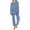 Blue #023, variant on 2 Piece Pajamas for Women Set Soft Comfy Pajama Fleece Pullover Ribbed Pjs Warm Plush Lounge Sleepwear Blue One Size