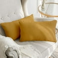 thumbnail image 3 of A1HC Set of 2 Luxurious Soft Velvet Throw Pillow Covers Only, 12"x20", Mustard Yellow, Decorative Cushion Covers with Hidden YKK Zipper for Sofa or Bed, 3 of 5