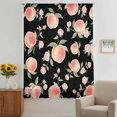 thumbnail image 3 of Peach Sheer Curtains 54" Long, Spring Floral Green Leaf Botanical Pink Fruit Black Light Filering Curtains, Breathable Simi Curtain Privacy Drapes for Kitchen Bathroom Nursery Small Window Treatment, 3 of 9